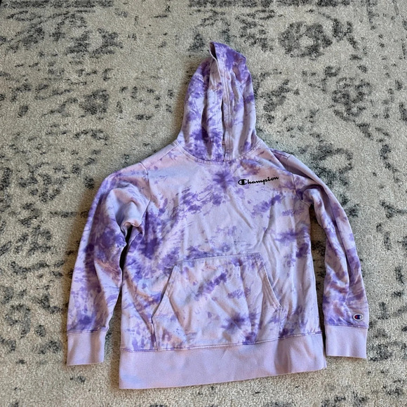 Champion Girl's Tie Dye Pull Over Hoodie | Purple |Size Large (10/12) - Picture 1 of 4